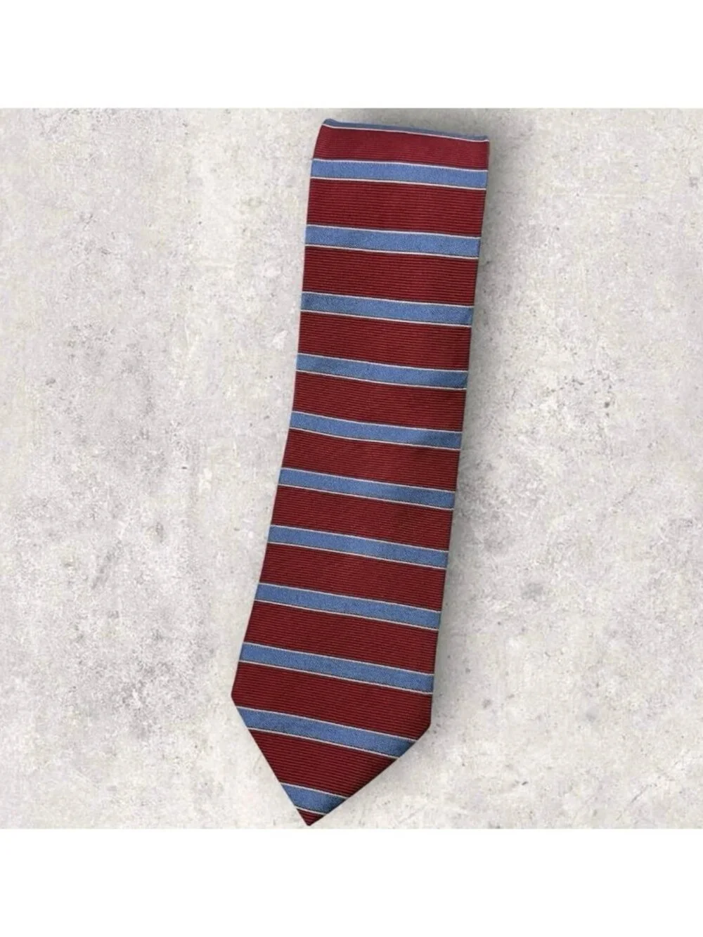 BROOKS BROTHERS Silk Tie USA XL Red Blue Striped W:3.6